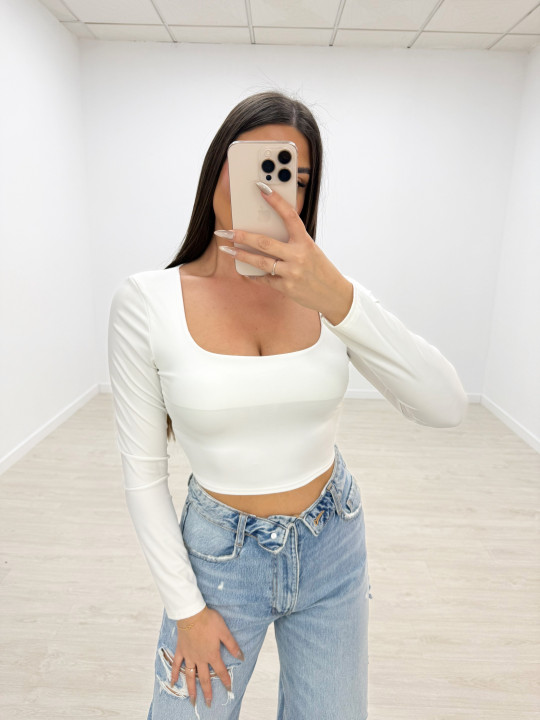 TOP LICRA ESCOTE CUADRADO BLANCO